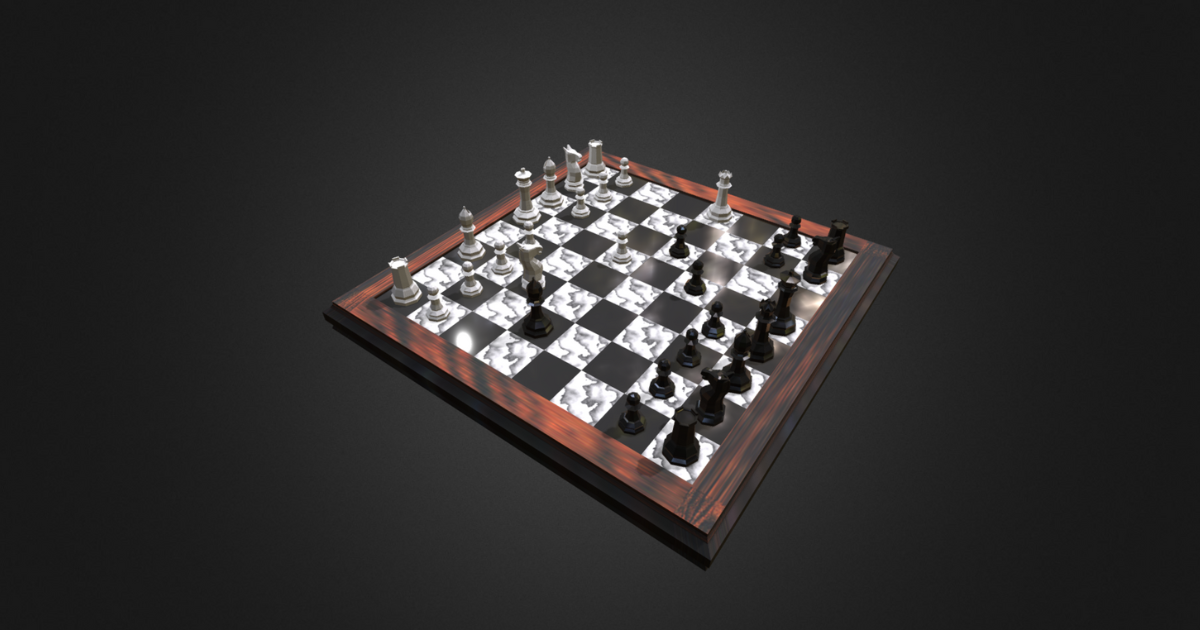 Low Poly Chessboard — 3D Asset